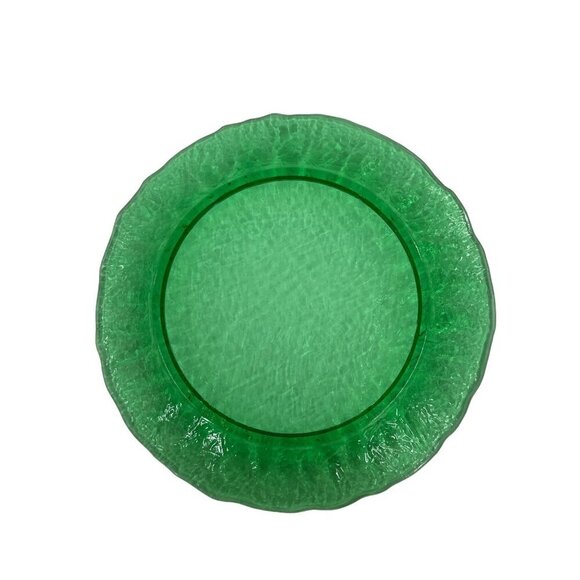 Morgantown Crinkle Set of 4 Vintage Green Depression Glass Plates Textured Rim & - Picture 3 of 6